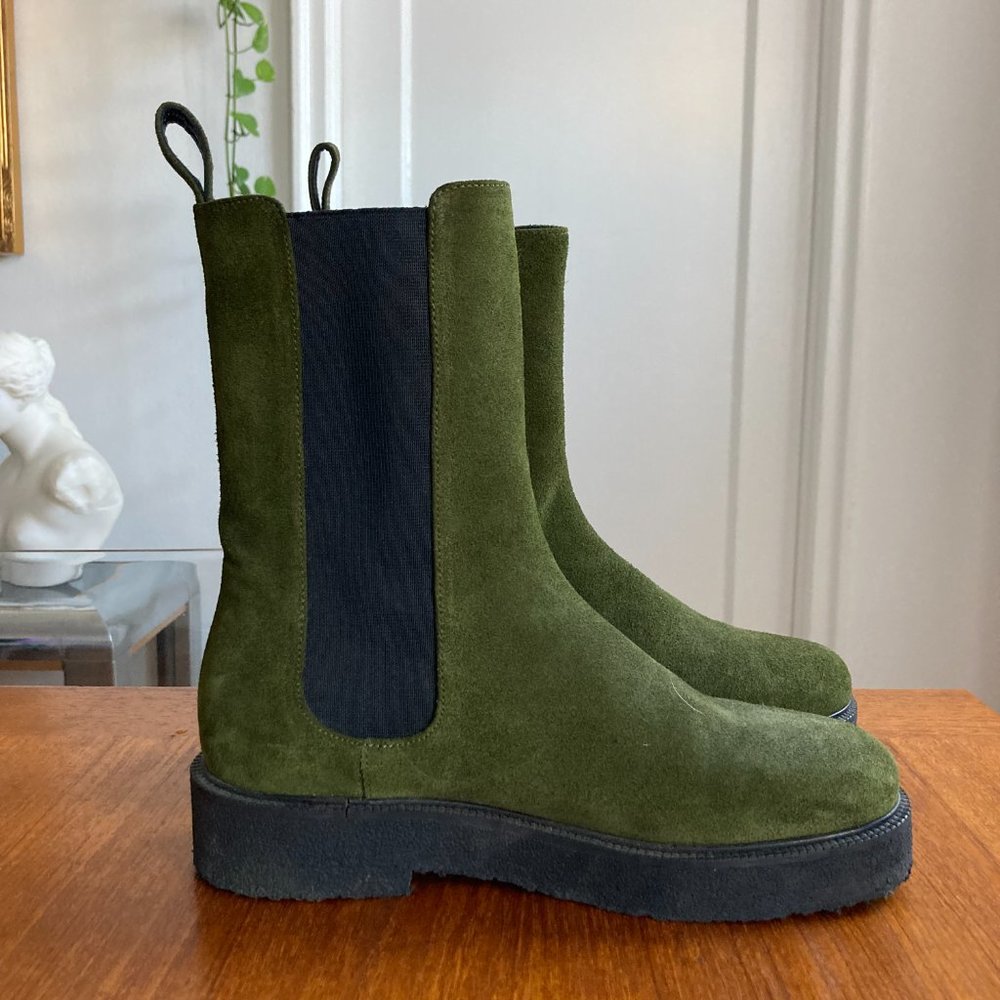 STAUD Palamino Chelsea Boot PLATFORM OLIVE SUEDE 37 (MD19)